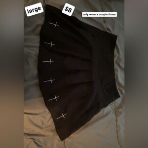 Black Skirt with Cross Embroidery